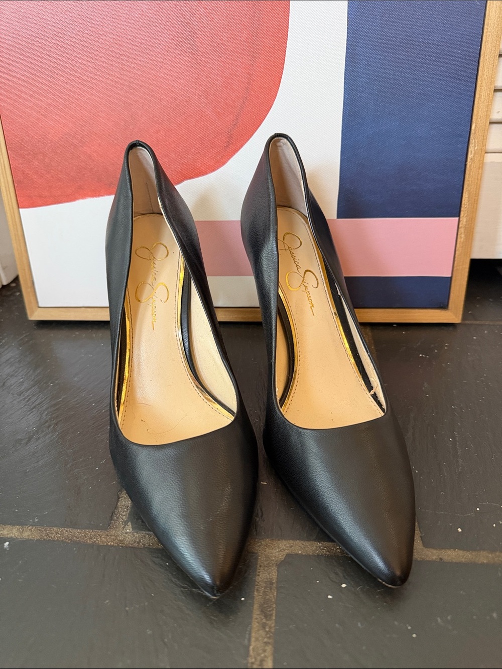 Jessica Simpson Black Pointed-Toe Pumps